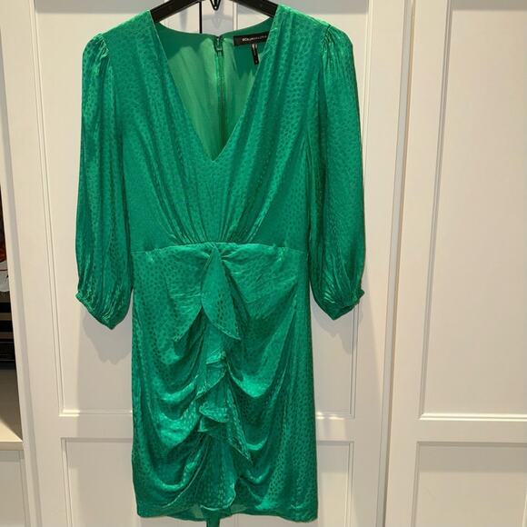 BCBGMAXAZRIA Eve Balloon Sleeve Ruffled Dress Sapphire Green 2 - Picture 5 of 13